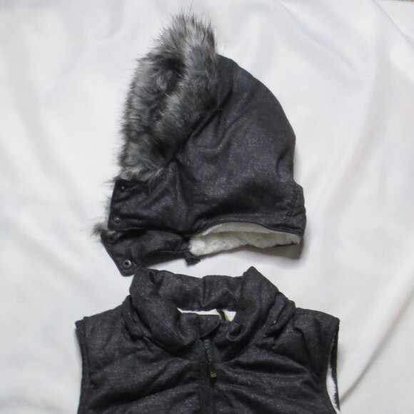 GREEN TEA womens PUFFER vest DETACHABLE HOOD thick SOFT warm FUR SIZE XL - Picture 10 of 14